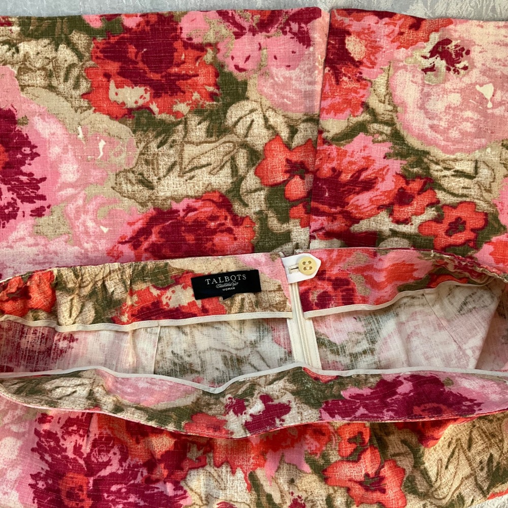 Talbots Woman Pink Floral Pencil Skirt Plus Size 18W Career Preppy‎ Cottagecore - Picture 6 of 9